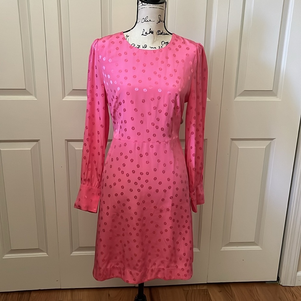 NWT J. Crew Pink Shift Dress Jacquard Floral in Size 10 - Picture 6 of 13